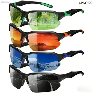 2026 4 Pack Polarized Sports Sunglasses for Men and Women 100% UV Protection Lightweight Half Frame or Rimless Eyewear for Outdoor UsePolarized Rectangular Sports Glassessummer sport sunglasstrending reflective sunglass man							