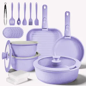 *24/7/5pcs Non-Stick Pots and Pans Set with Detachable Handle Oven Safe Stackable RV Kitchen Cooking Set Modern Aluminum Dishwasher Safe Optimal Storage Design