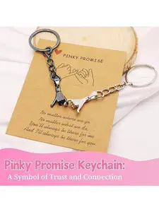 2pcs Pinky Promise Gift Matching Couple Gifts Valentines Day Gifts for Him Her Boyfriend Girlfriend Best Friend Matching Keychains for Couples Wife Husband Birthday Gifts