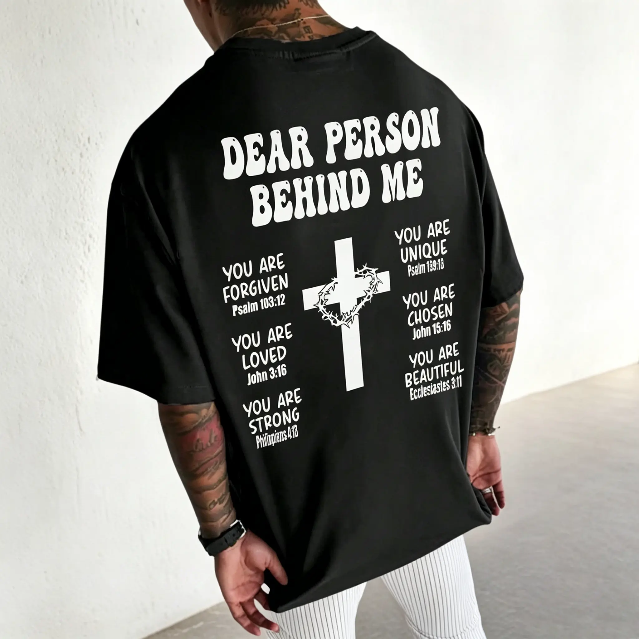 Men's Casual Versatile Simple English Slogan & Cross Print Short Sleeve T-Shirt
