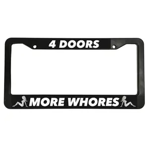 4 DOORS MORE WHORES JDM FunnY Euro Lowered Racing Black License Plate Frame 4 Colors