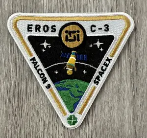 Original SpaceX EROS C - 3 Mission Patch NASA Falcon 9 3.5