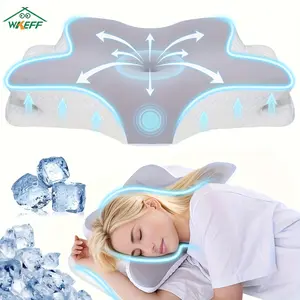 WKEFF Ergonomic Butterfly Contour Memory Foam Pillow: Slow Rebound Cervical Support for Back and Side Sleepers, includes Machine Washable Cover.