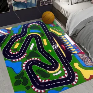 1pc Cartoon Transportation Track Game Mat Crawling Mat Cartoon Runway Carpet Children's Toy Parking Lot Road Game Carpet