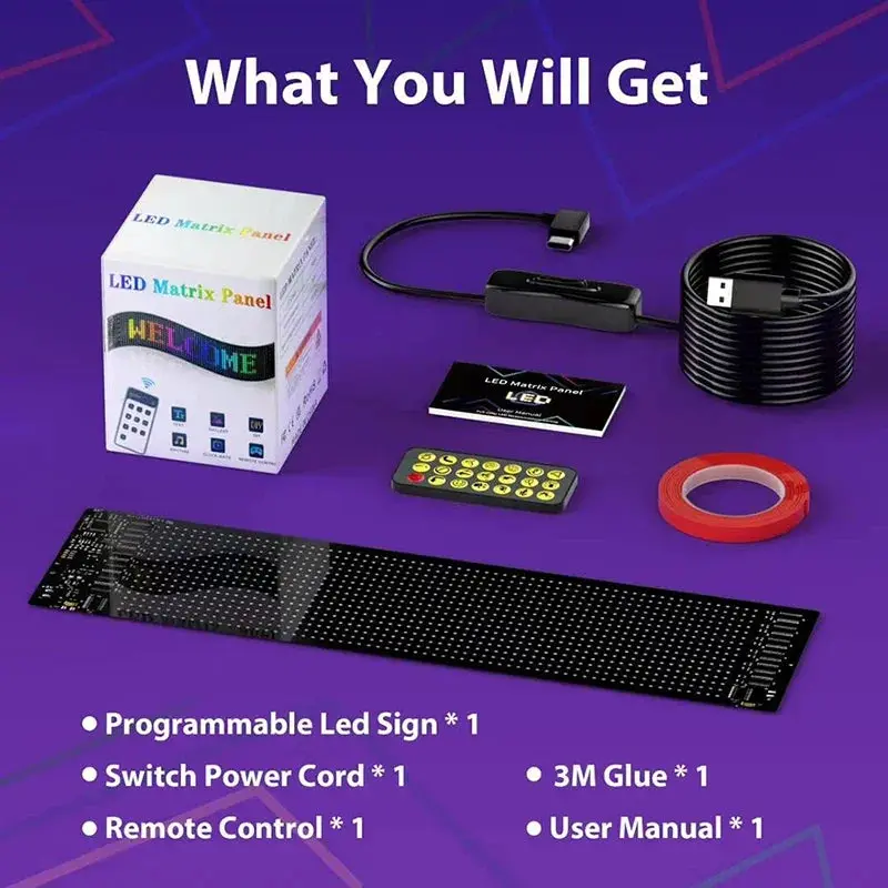 Roomara™ LED Pixel Matrix Display – Programmable RGB LED Panel with App Control for Car, Room Decor & Creative Lighting