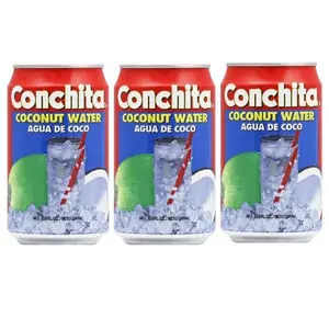 Conchita Sugar-Free Canned Coconut Water with Pulp, 10.4 oz Natural Drink, Fruit Beverage for Pantry Storage