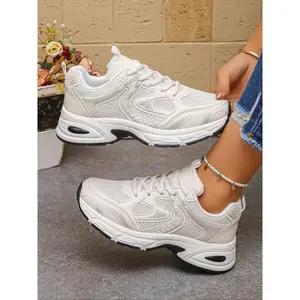 Fashion Women's Running Platform Sneakers, Color Contrast Design, Spring & Fall Height Increase, Comfortable Thick Sole Sports Shoes