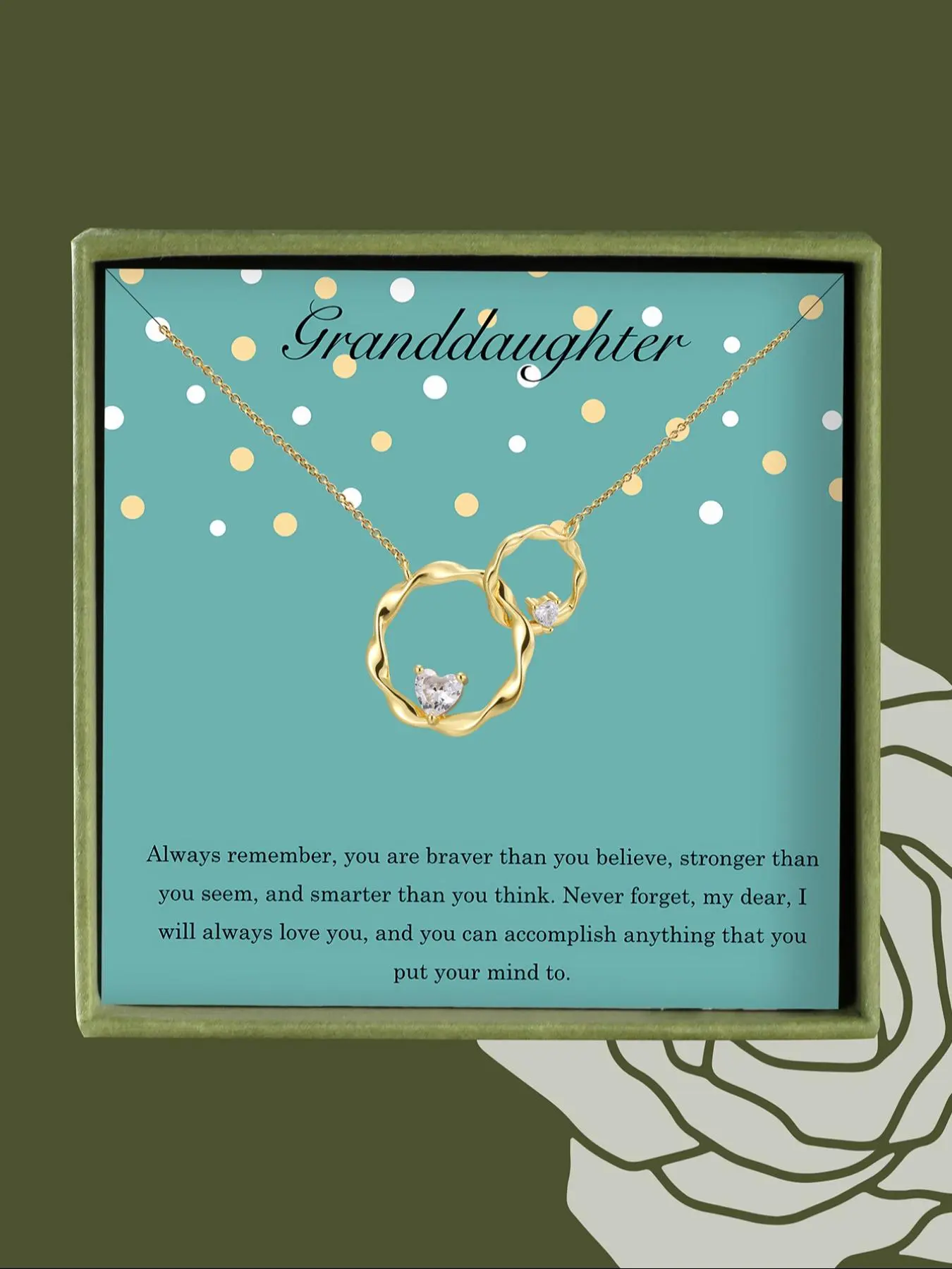 Ring Linked Design Pendant Necklace with Box, Elegant Rhinestone Decor Necklace for Women for Party, Daily Decor, Trendy  Exquisite Jewelry for Birthday Gift