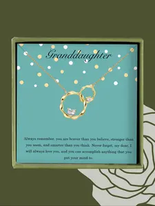 Ring Linked Design Pendant Necklace with Box, Elegant Rhinestone Decor Necklace for Women for Party, Daily Decor, Trendy  Exquisite Jewelry for Birthday Gift