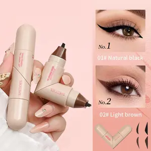 2 in 1 Winged Eyeliner Stamp - Left & Right Symmetric, Waterproof Long Lasting Smudge Proof, 90° Ergonomic Design, Quick Dry Cat Eye Liner Pen for Beginners Shaky Hands