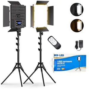 Photography Lighting Kit, 36W Dual Color Studio Light with Remote Control & Tripod, Adjustable Studio Lighting Kit, Adjustable LED Video Light Kit for Video Recording/Photography, Photographic Fill Light