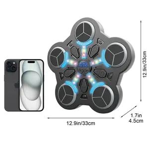 Smart Wall Mounted Boxing Machine Bluetooth Music Punch Pad LED Light Reaction Trainer with Gloves for Kids Teens Home Workout Kids Chrismas Gifts