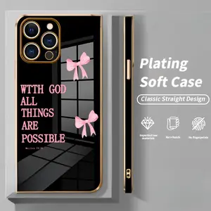 Pink Bow  Pattern Phone Case for iPhone 17 Pro Max Plus Air/16/15/14/13/12/11  Plus Electroplated Four-corner Shockproof Non Slip Military-Grade Protection Silicone Cover