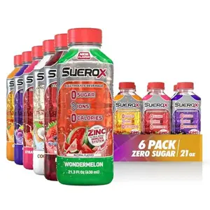 SueroX Sugar-Free Sports Drink for Hydration and Recovery, Electrolyte Hydration Drink with 8 Ions, Zero Calorie Sports Drinks with Electrolytes, Kickstart Pack, 21.3 Fl Oz, 6 Count