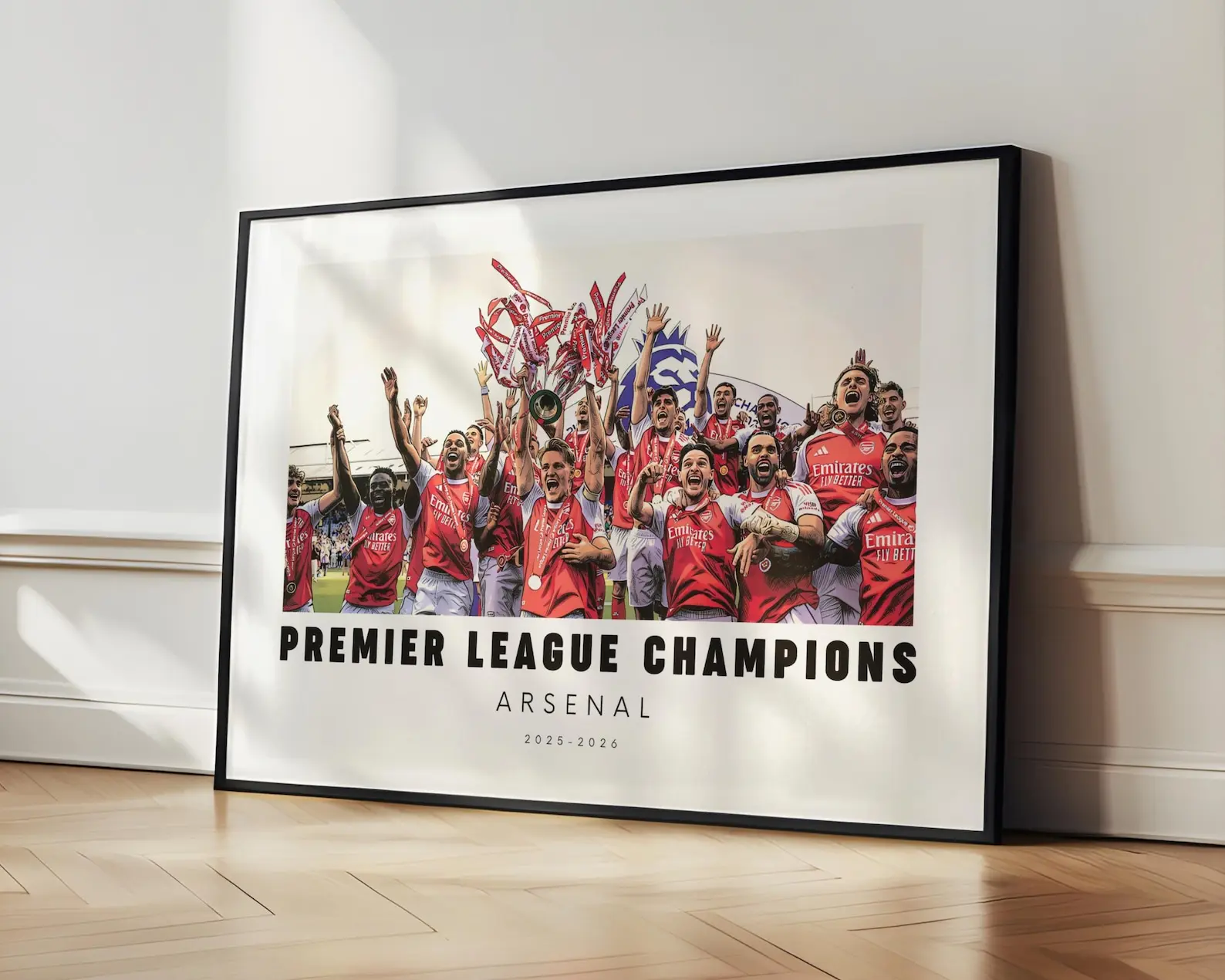 Arsenal Premier League Champions 2025-26 Art Print | Team Celebration Illustration Drawing Painting Poster Winners