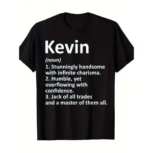 Men'S Funny Kevin Definition Funny Dictionary Print T-Shirt - Humorous Kevin Traits Graphic Tee, Black with White Text, Regular Fit Short Sleeve Round Neck Casual Shirt for Daily Wear, Funny Birthday/Halloween/Christmas Gift for Men - Funny Kevin Ch