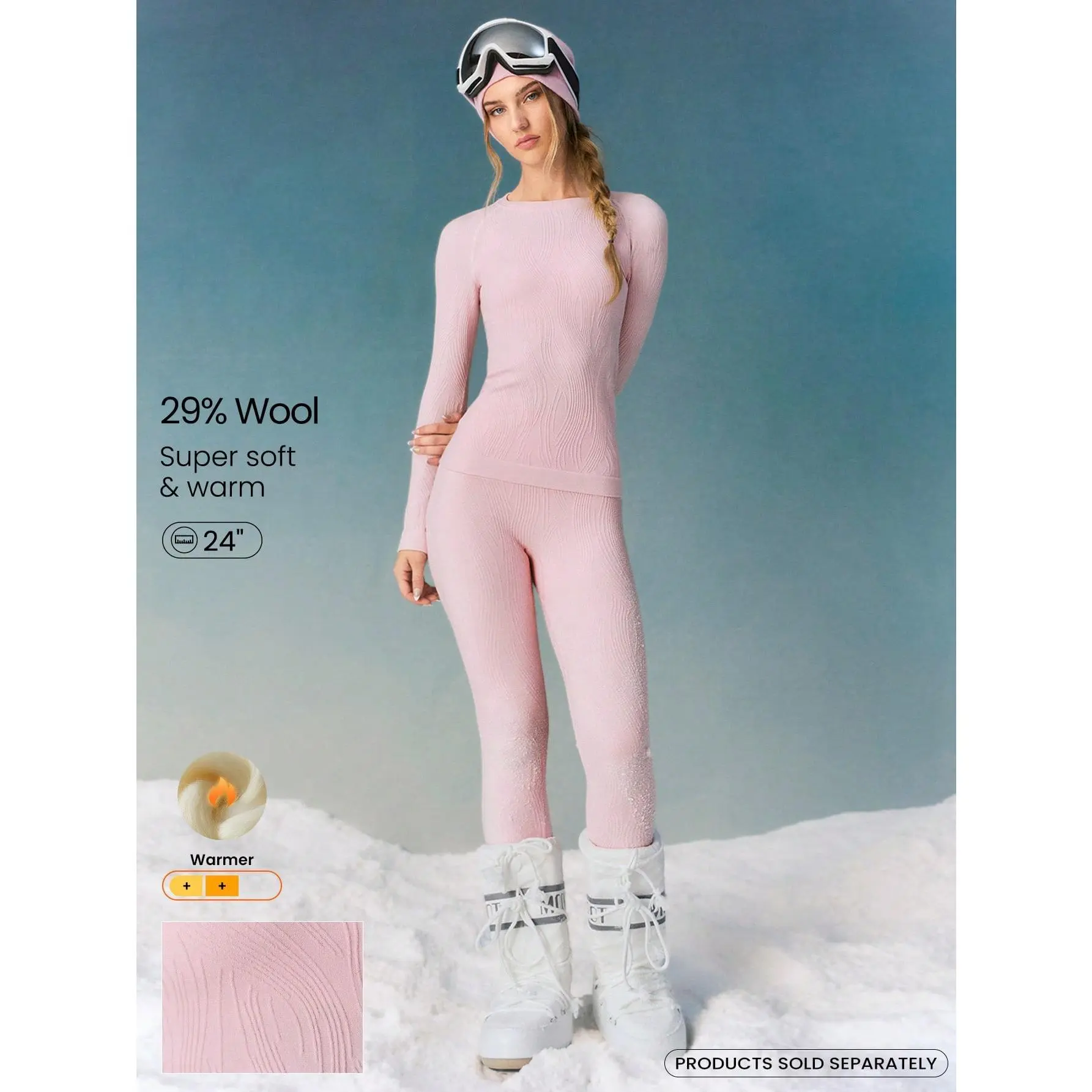 GLOWMODE Skiing Collection Alpine Confidence Soft Warm Nylon Wool-Blend Sweat-Wicking Deodorizing Mid-Rise Skiing Base Layer Bottoms  Outdoors Skiing Wear Valentine's Day Spring Summer