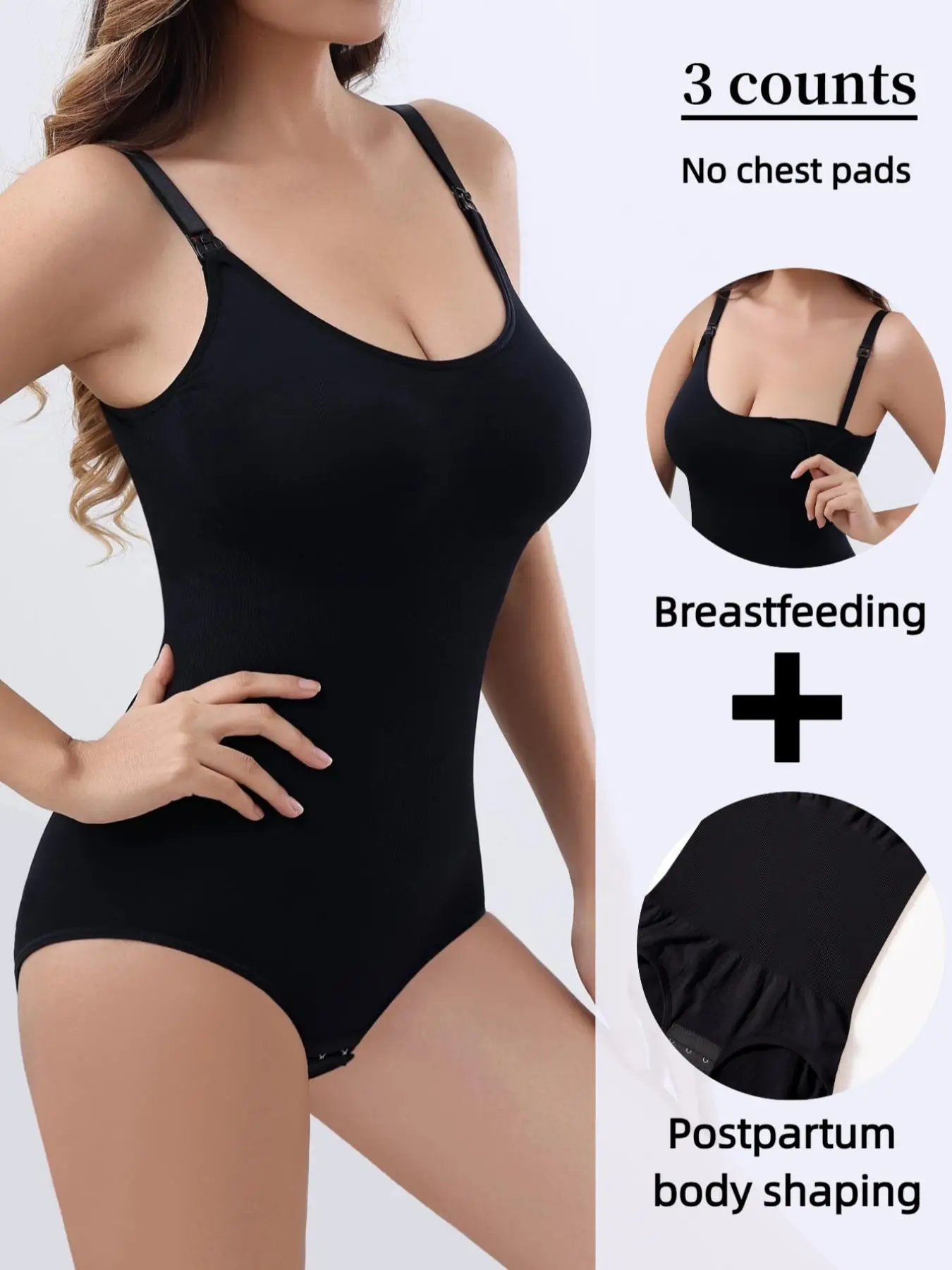 Maternity Solid Color Cami Bodysuit, Breathable Comfortable Wireless Nursing Bodysuit, Maternity Clothing for Postpartum Recovery