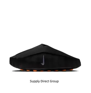 Black Thick-Soled Massage Slides, Orange Spherical Outsole, Breathable Fabric Upper, Pre-Game Recovery Tech Mules