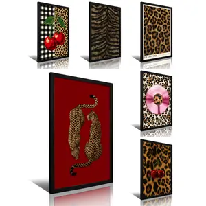 Leopard Wall Art – Vintage Cheetah Poster | Retro Y2K Aesthetic, Maximalist Animal Print Decor, Bold Dopamine-Inspired Leopard Art