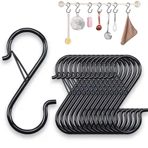 21pcs S-Type Hooks with Safety Lock, 3.54 Inch, Kitchen Pot Rack Hooks, for Hanging Utensils, Clothes, Plants, Towels, Wind Chimes