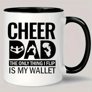 Cheer Dad Ceramic Mug - Durable, Multipurpose Coffee Cup, Reusable, Hand-Wash Only - Ideal Gift for Cheerleading Parents, No Power Needed