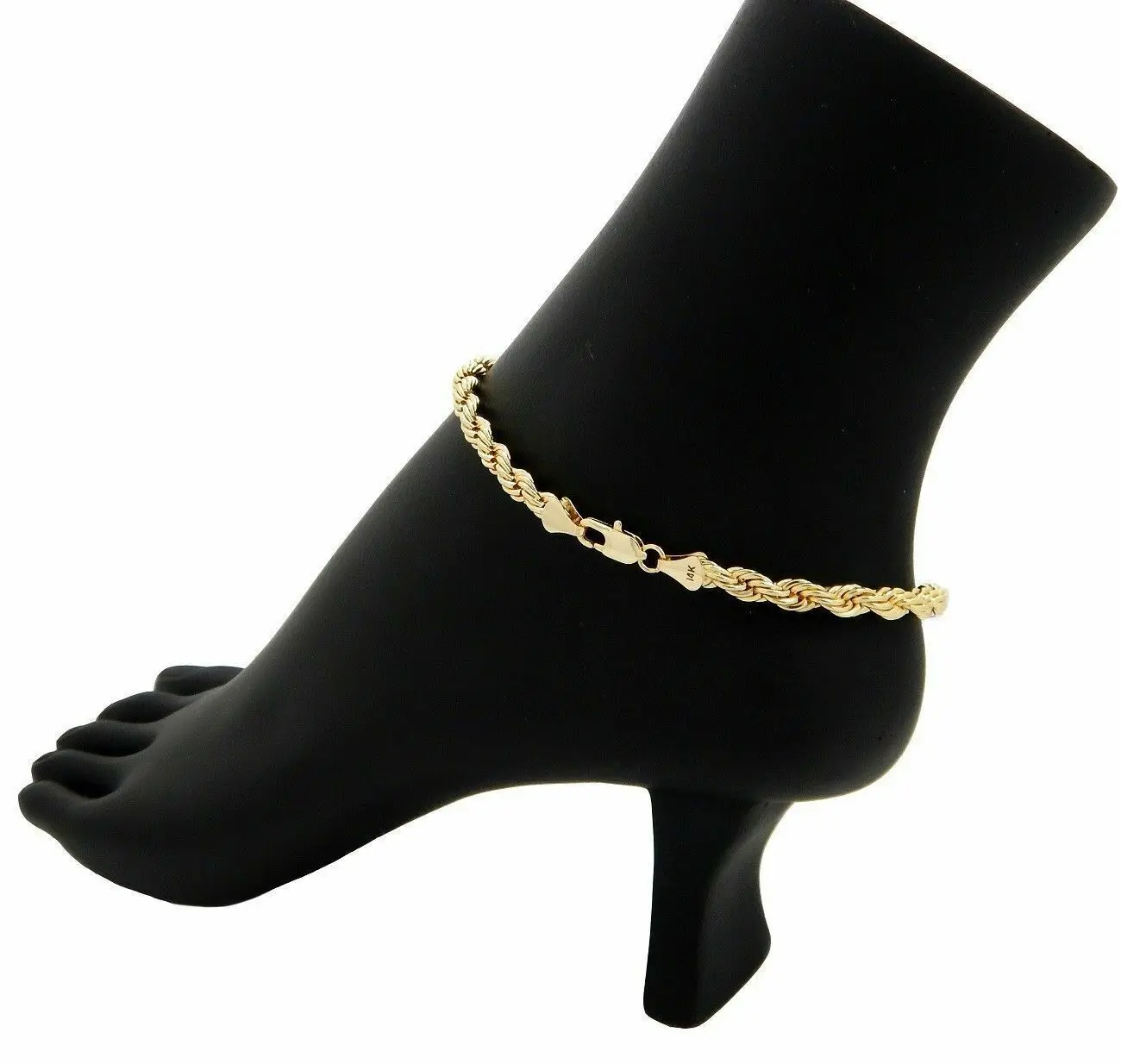 MaxBling81 Women's 3mm 10" Rope Chain Anklet, 14K Stamped Brass Gold Plated Anklets for Women, Fashion Costume Jewelry Accessory