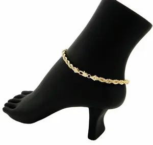 MaxBling81 Women's 3mm 10" Rope Chain Anklet, 14K Stamped Brass Gold Plated Anklets for Women, Fashion Costume Jewelry Accessory