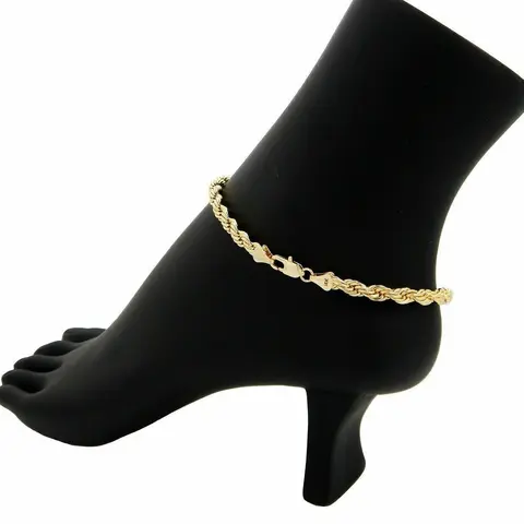 MaxBling81 Women's Casual 3mm 10 inches Chain Design Brass Anklet, 14K Stamped Gold Plated Bold Foot Bracelet, Fashion Costume Jewelry Accessory