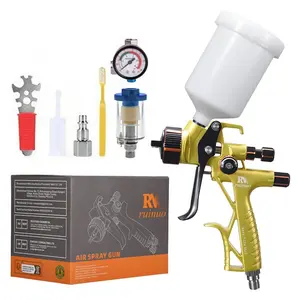Rn-6600 Airbrush Cup, High Mist Car Paint Sprayer Tool, 1.3mm Nozzle, Handle, Includes Filter and Pressure Gauge