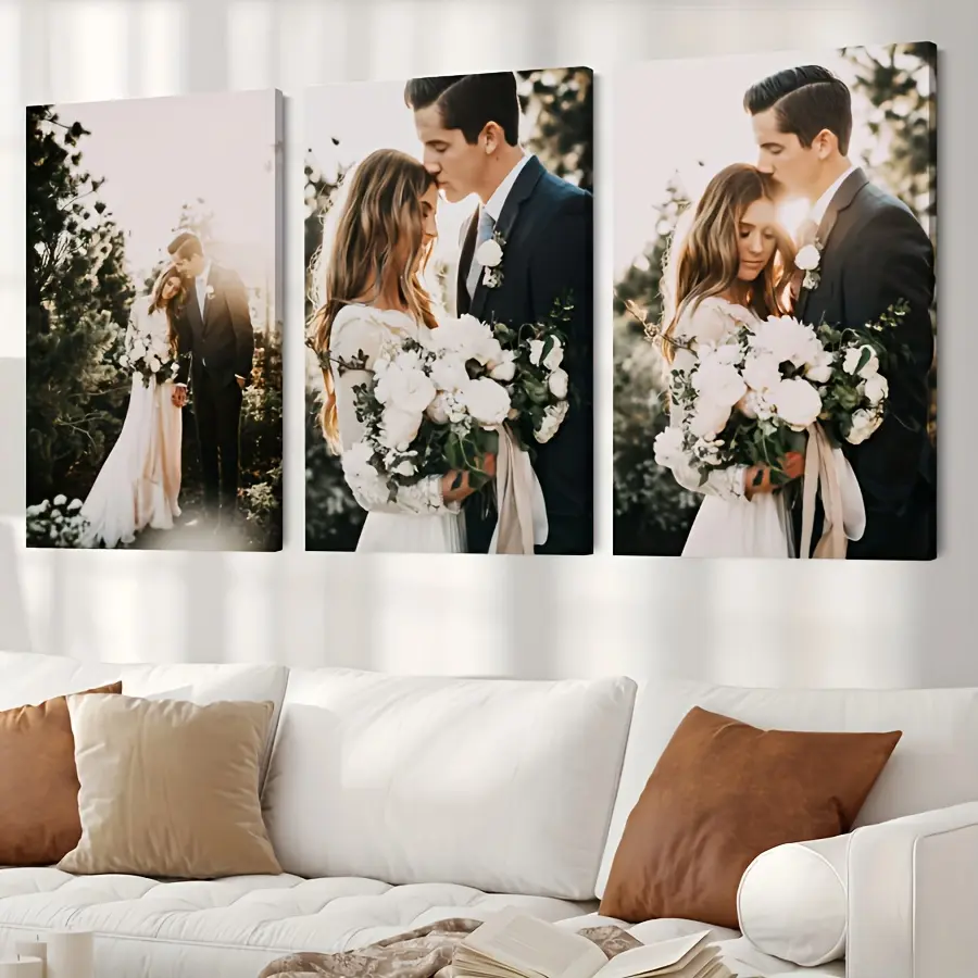 Artistic Framed Photo Prints Set - 3-Piece Vertical Custom Framed Wall Decor, Ready-to-Hang Bedroom Accent, Ideal Mother's/Father’s Day Gift
