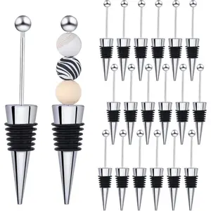 18 Sets  Beadable  Stoppers   Stoppers  Alloy  Stoppers for DIY Drink Gifts Holiday Party Wedding Bar Accessories()