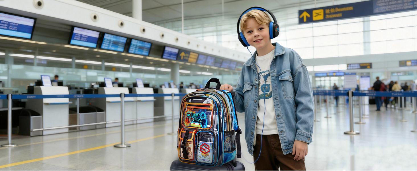 SIMILOVE 3PCS Clear Backpack Bundle with Lunch Bag & Pencil Case,Transparent PVC 17.7'' School Backpack Heavy Duty for School Stadium Event Treval