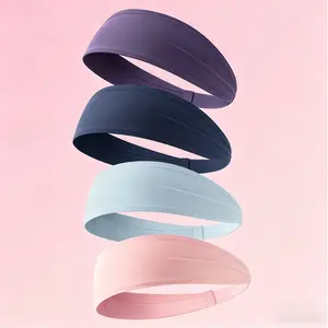 4 Pcs Stretchy Sports Headbands for Women Men Non Slip Sweat Wicking Hair Bands for Yoga Running Gym Workout Fitness Cycling Hiking Tennis Summer Outdoor Activities Breathable Elastic Hair Accessories for All Head Sizes