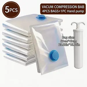 5-Piece Extra Large Vacuum Storage Bag Set (40x60cm with Manual Pump), Space Saving, Sealed Compression, Sealing Storage Bags, Dustproof Moisture Proof, Space Saver Bags