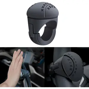 Steering Wheel Spinner,Steering Wheel Knob,Soft Silicone and Metal Bearings Car Power Handle Steering Wheel Spinner for Car/Tractor/Trucks/Boat/Mowers/Forklifts(Round-Black,1PC)