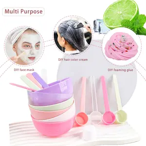 3-Piece DIY Face Mask Bowl Set, Salon Mask Tools with Measuring Spoon and Stirring Stick, Plastic Mixing Bowls for Beauty Treatments