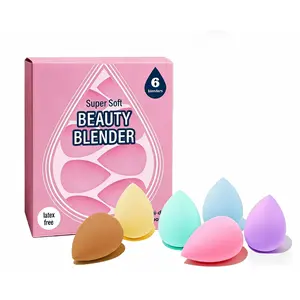 6-piece set of teardrop-shaped makeup sponges,for powder, cream and liquid, super soft wonder beauty cosmetic