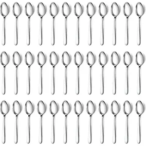 36 count Teaspoons Set (6.2 inch), Spoon Silverware, Stainless Steel  Spoons, Mirror Polished Small Teaspoon, Dessert Spoons for , Kitchen, Restaurant, Dishwasher Safe