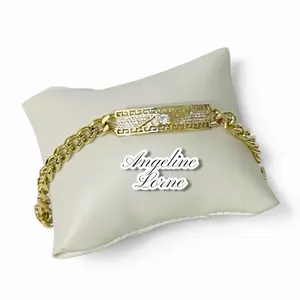 Pulsera placa 6mm size 8 Hombre Laminado 14k Capas Oro Real Alta Calidad Uso Diario