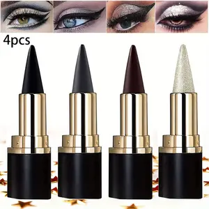 4-Pack Solid Sharp Tip Eyeliners, 4 Colors, Matte Eyeliner Pencil, Dual-Use Lip Liner, Concentrated Matte Eyeliner, Single Head