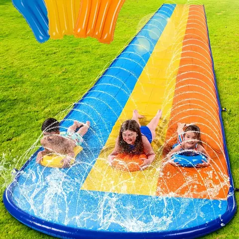 18ft/22.5ft/32.5ft Water Slide and Inflatable Boards, Double/Triple Lawn Water Slides