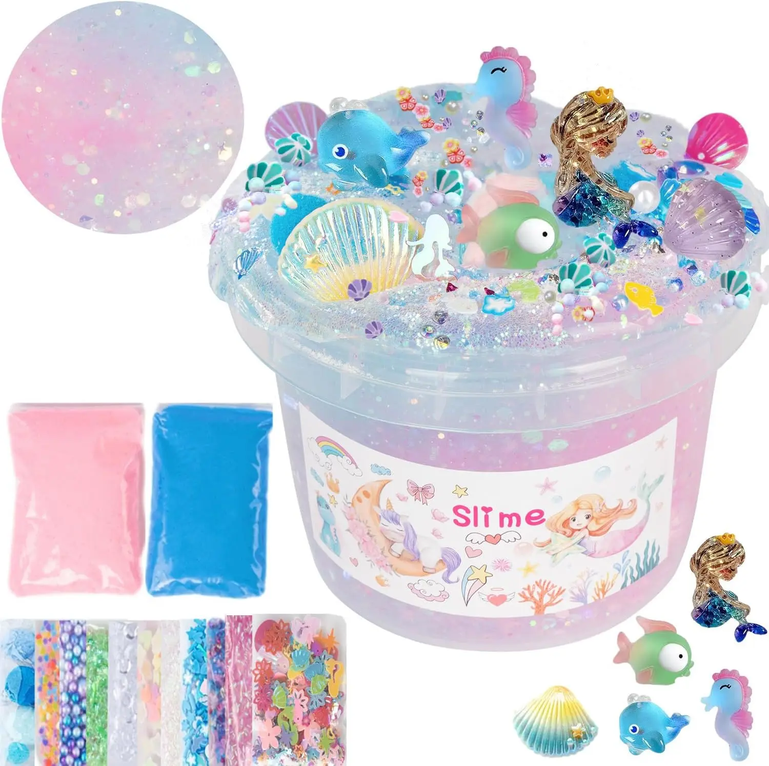 Summer Gift Mermaid Slime Kit ‍️ | Clear Slime Bucket for Kids | Fun Stress Relief Slime Toy & Birthday Gift