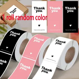 100pcs/reel Simple Thank You Stickers, Rectangular Sealing Stickers, Gift Packaging Decorative Labels, Gift Box Sealing Stickers