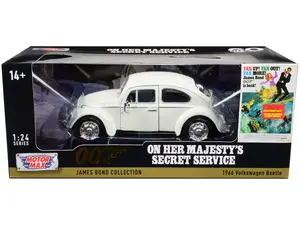1966 Volkswagen Beetle White James Bond 007 "On Her Majesty's Secret Service" (1969) Movie 1/24 Diecast Model Car by Motormax