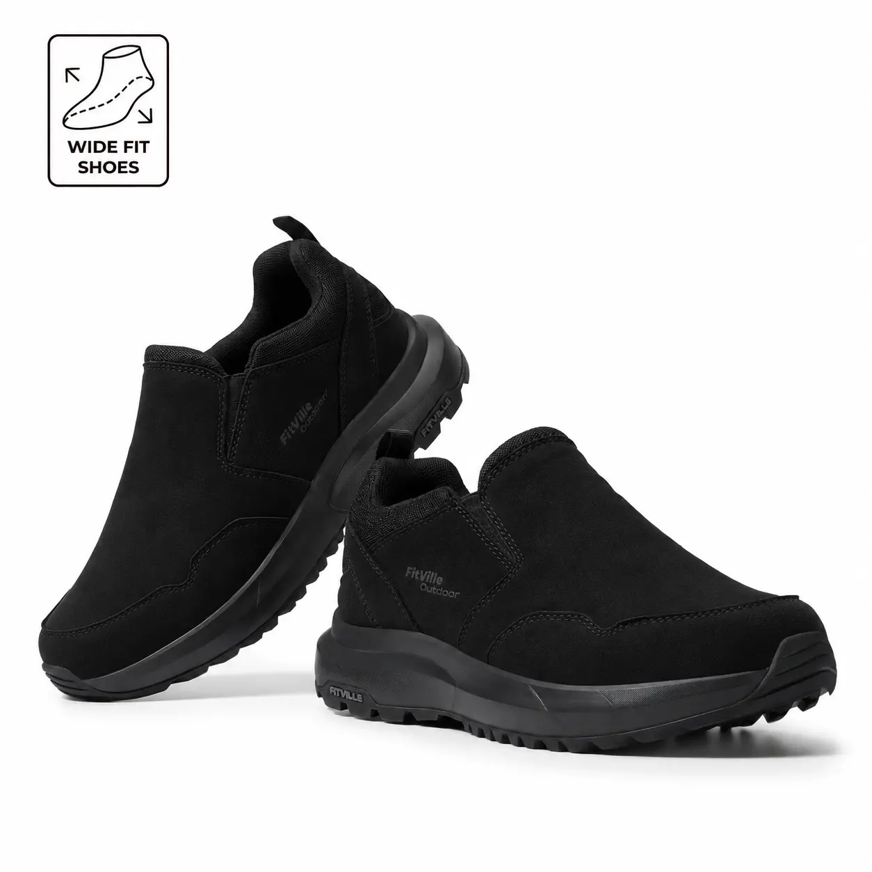 FitVille Men's Extra Wide Slip-On Shoes | Orthopedic Walking Sneakers with Arch Support for Plantar Fasciitis, Hands-Free Easy On & Off, Cushioned Outdoor Loafers for Daily Comfort, Travel & Wide Feet，shopbacktoschool tiktokshopbacktoschool