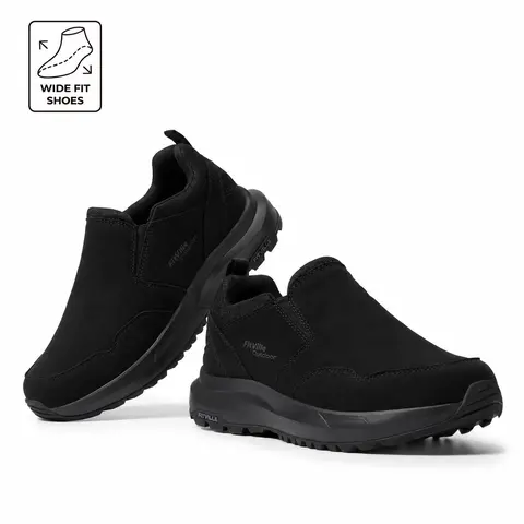 FitVille Men's Suede+Mesh Wide 4E/2E Slip-On Casual Walking Shoes - Arch Support EVA Insole, Cushioned Rubber Outsole for Plantar Fasciitis, Travel & Everyday Use, Casual Walking Shoe