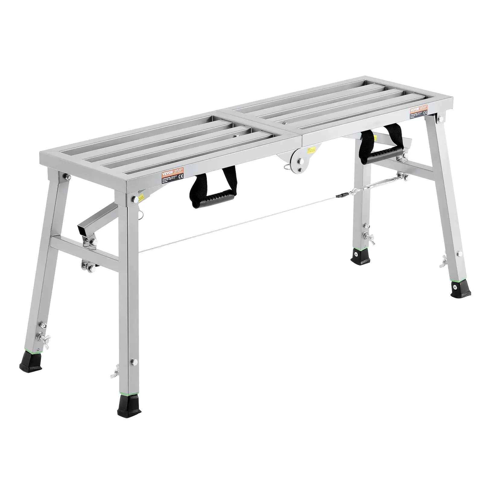【SummerFinds】VEVOR Work Platform, 3 Gear Adjustable Height, Folding Alloy Steel Step Ladder, Portable Scaffolding Platform, 400 lb Load Capacity, Non-Slip Rubber Feet, Drywall Painting Stool, for Cleaning &Washing