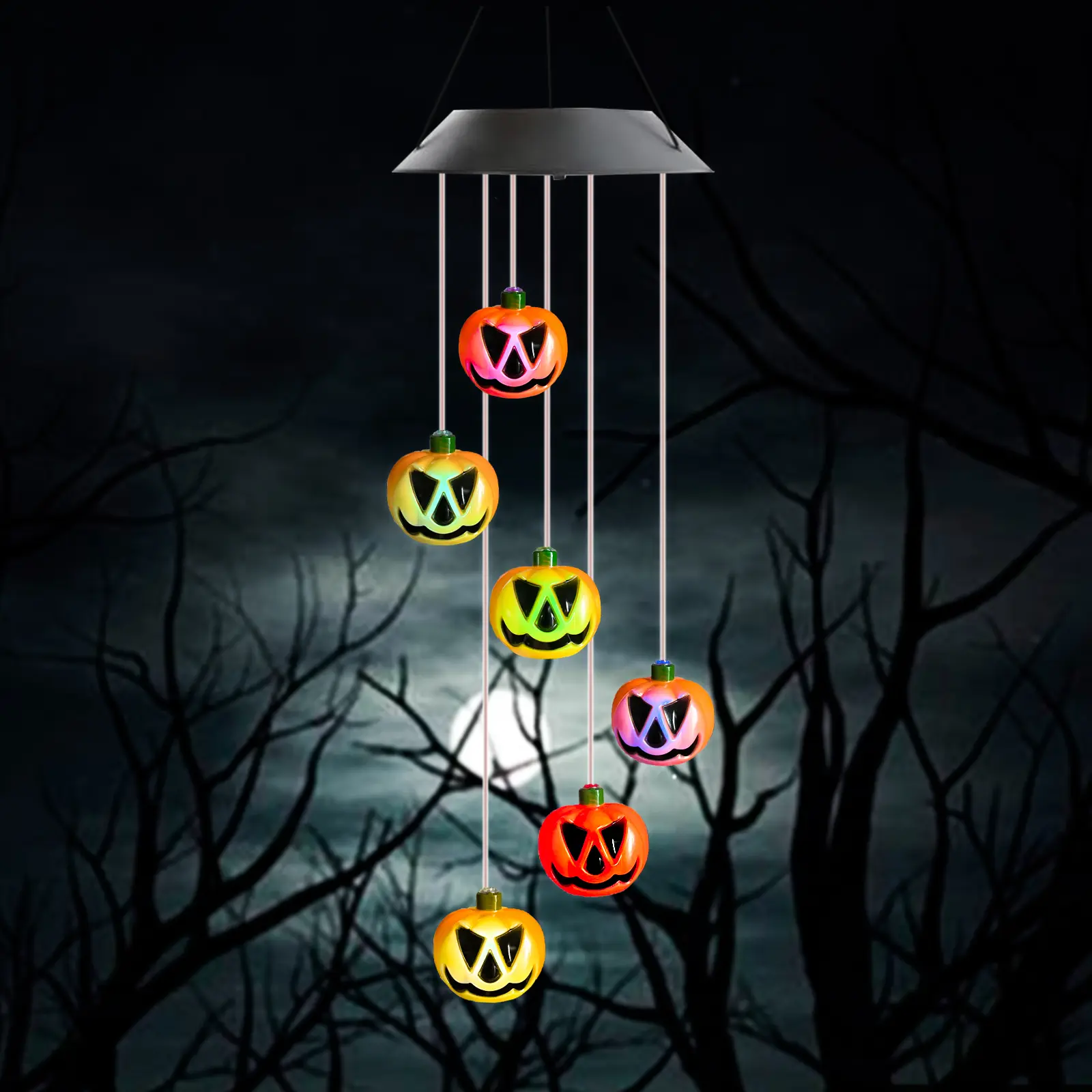 Solar Color Changing LED Lights, Waterproof Outdoor Solar Garden Lights Decorations Seasonal Decoration for Halloween & Thanksgiving, Includes 6 Pumpkin Lanterns, Outdoor Decorative Light