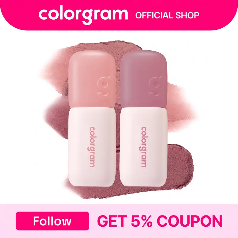 Colorgram Nude Blur Tint Duo | Soft Velvet Matte Lip & Cheek Stain Set | Mousse Texture, Lightweight & Buildable | Korean Makeup, Kbeauty | Winter Makeup | Holiday Gift Set | Stocking Stuffer